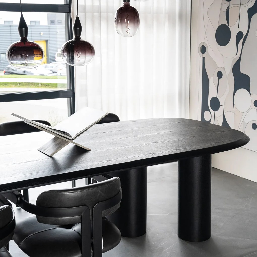 Organische Vorm Eettafel Zwart Hout 300x120 Cm - 300 X 120cm.