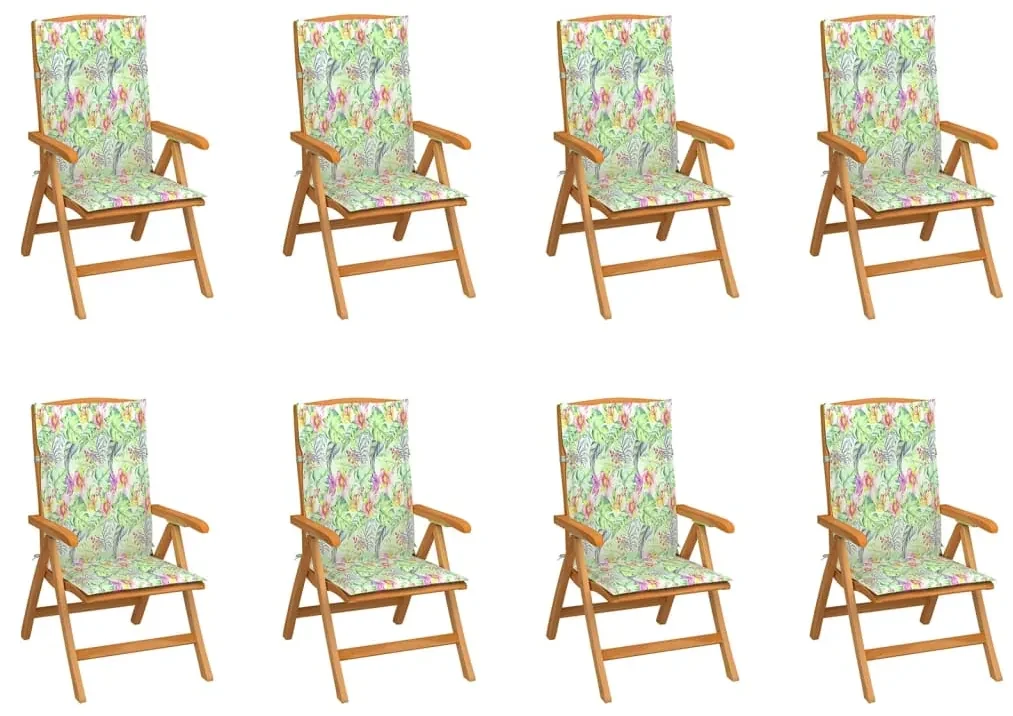vidaXL Tuinstoelen 8 st verstelbaar met kussens massief teakhout