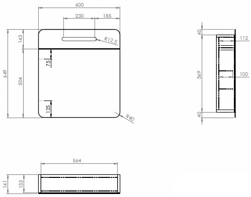 Galva Varia spiegelkast met 1 softclose deur en LED-verlichting 60cm