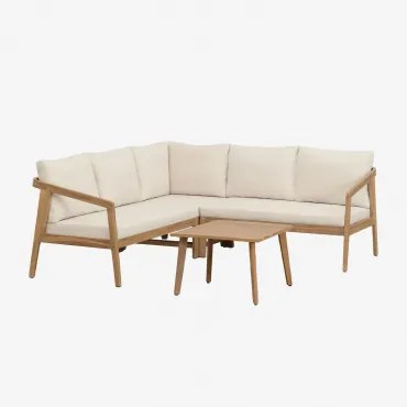 Woonkamerset Met Hoekbank En Bijzettafel In Kaela Acaciahout Acacia Bruin - Sklum