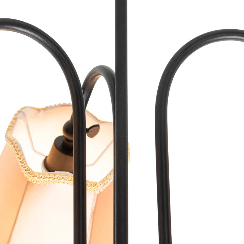 Klassieke plafondlamp zwart met lampenkap goud 3-lichts - Nona