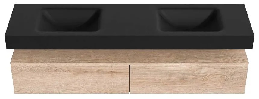 Zaro Alan badmeubel 180cm washed oak 2 lades met vrijhangende wastafel cloud dubbel 2 kraangaten urban
