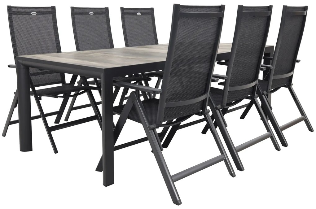 Hartman Napoli/Kings verstelbare tuinset antraciet - 220x100 cm. - Keramiek tafelblad