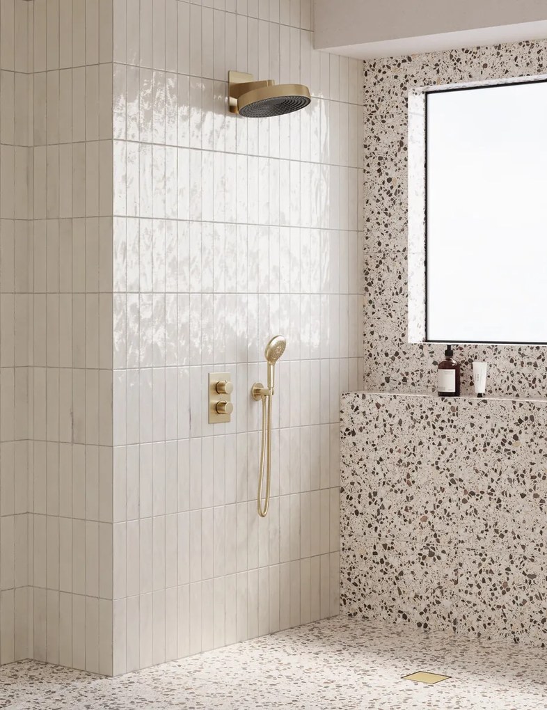 Saniclear Evolution inbouw regendouche met 2 standen handdouche geborsteld messing - mat goud