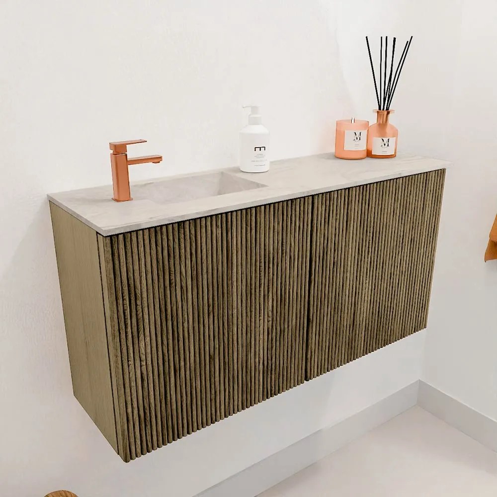 Mondiaz Joya DLux 80cm toiletmeubel dusk met wastafel faye links 1 kraangat ostra