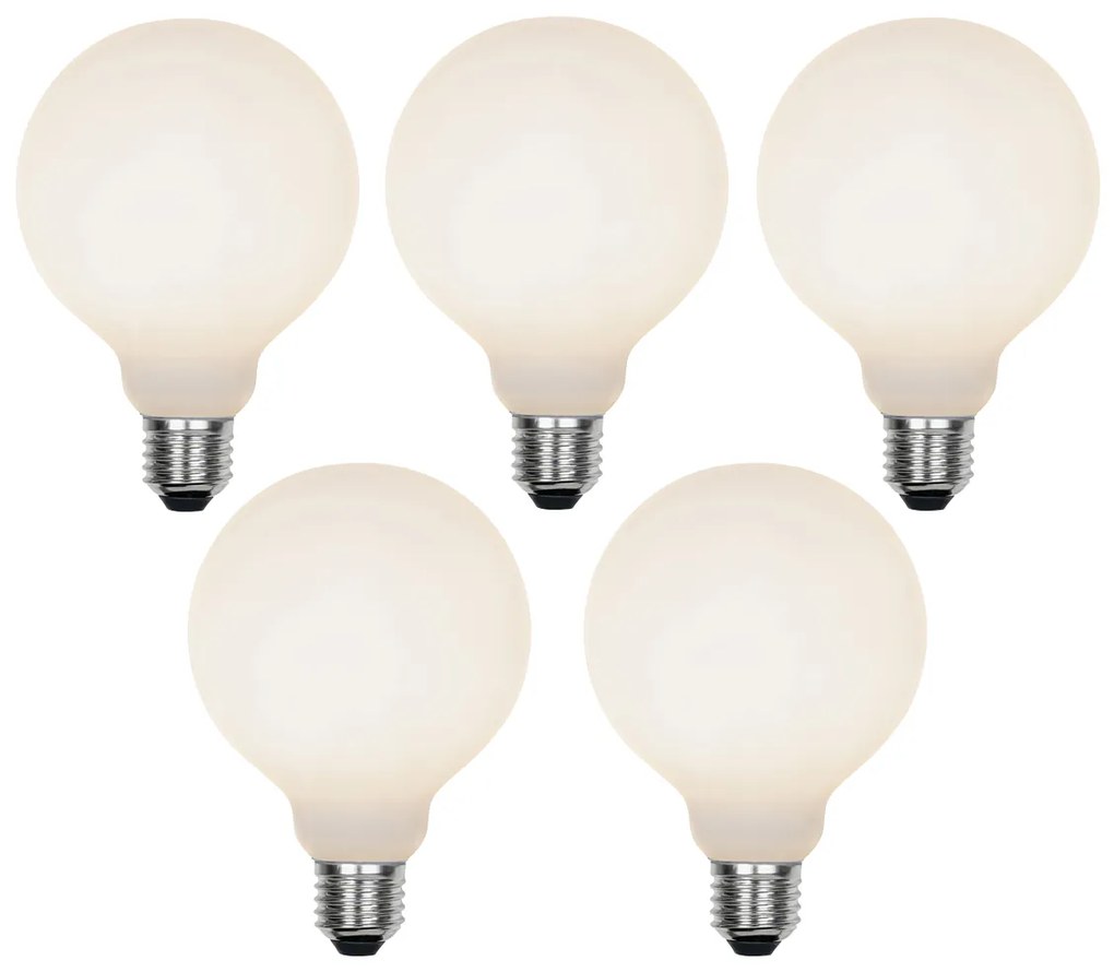 Set van 5 E27 3-staps dimbare LED lamp G95 mat 5W 550 lm 3000K