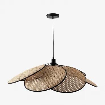 Okai-plafondlamp Pure Zwart – natuurlijk hout & Ø100 cm - Sklum