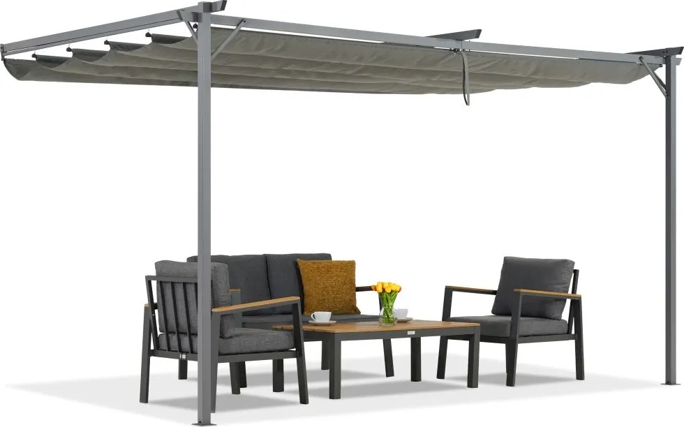 Antraciet terrasoverkapping Santana 4x4m Tuinpunt