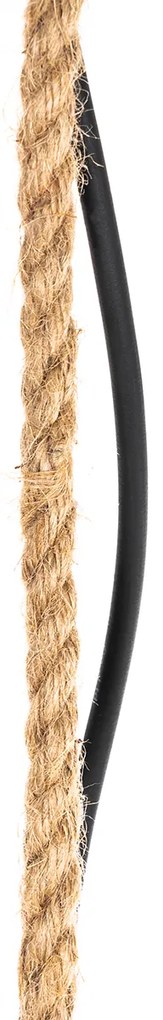 Landelijke buiten hanglamp zwart rotan 40x55 cm - Calamus