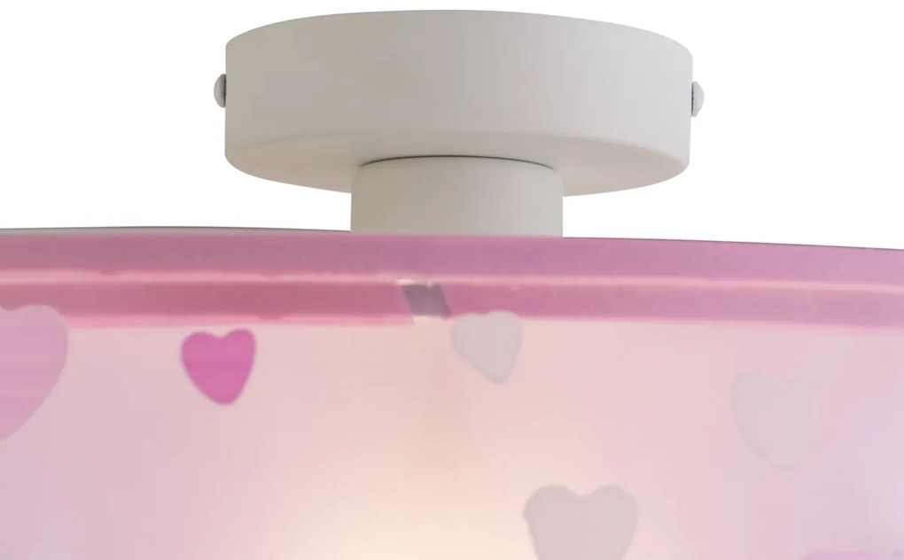 Kinder plafondlamp roze met hartjes - Harrie in Love