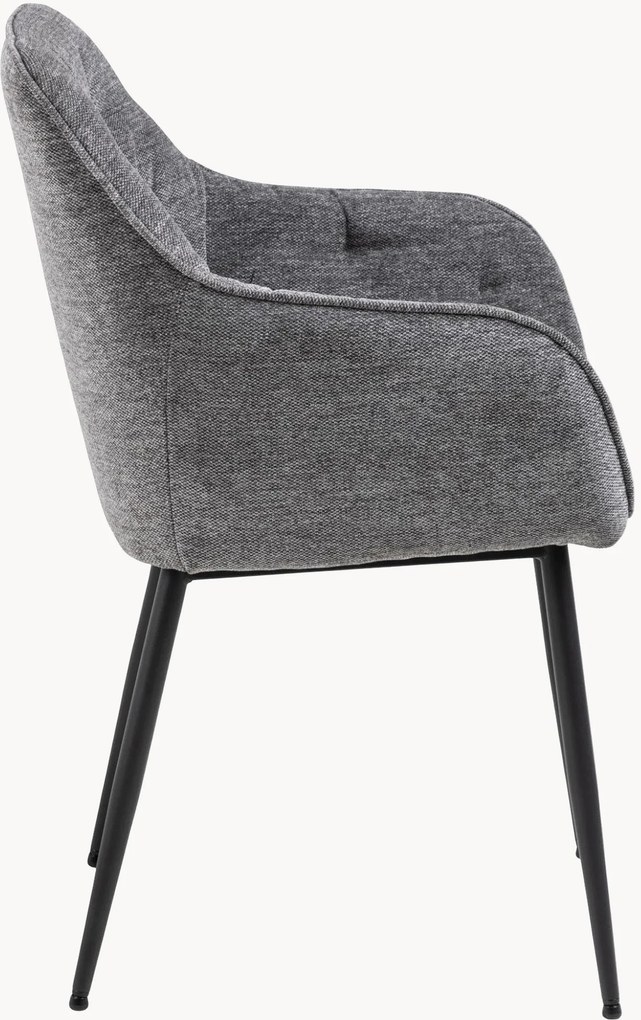Gestoffeerde eetstoelen Brooke met armleuning, 2 stuks