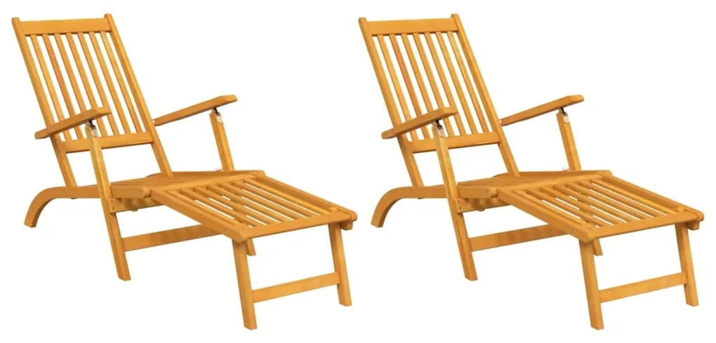 vidaXL Terrasstoelen 2 st met voetensteun massief acaciahout