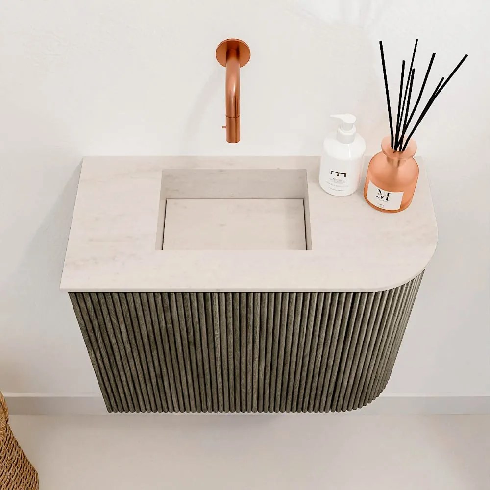 Mondiaz Joya DLux 50cm toiletmeubel ronding rechts shadow met wastafel faye links zonder kraangat meli