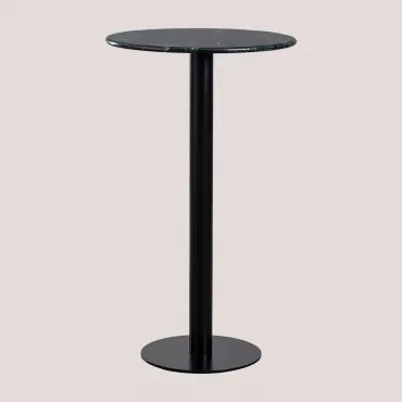 Ronde Hoge Bartafel Ø60 Cm In Rocher Marmer Groen Marmer & Zwart - Sklum