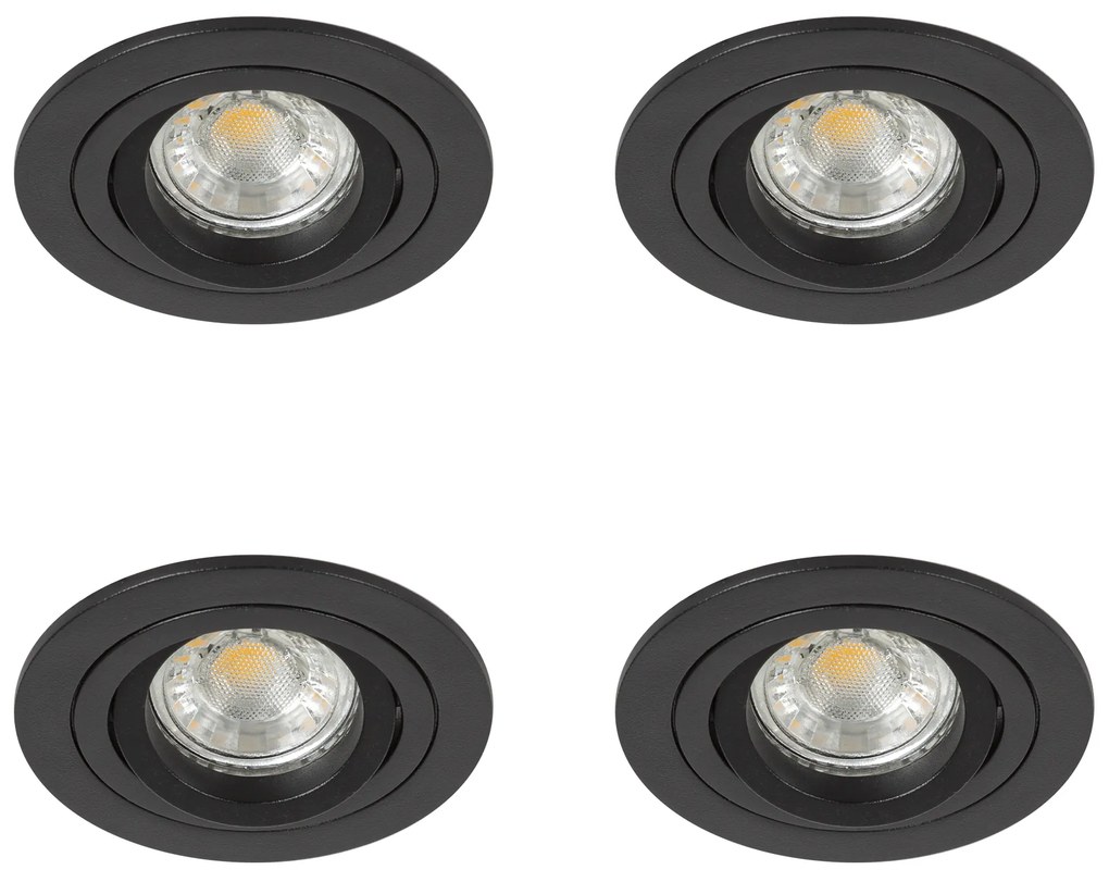 Set van 4 Lune Inbouwspots Rond Zwart