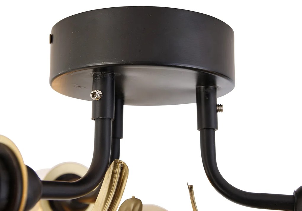 Oosterse plafondlamp messing met zwart 3-lichts - Louka