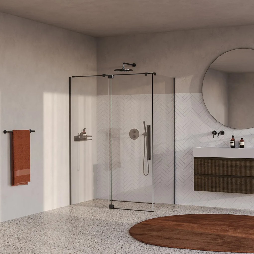 Brauer Stellar douchecabine met draaideur 140x100cm gunmetal geborsteld PVD
