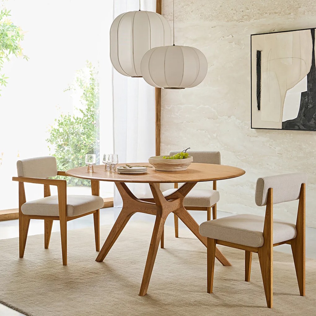 Ronde tafel in massieve eik Ø130 cm, Maricielo