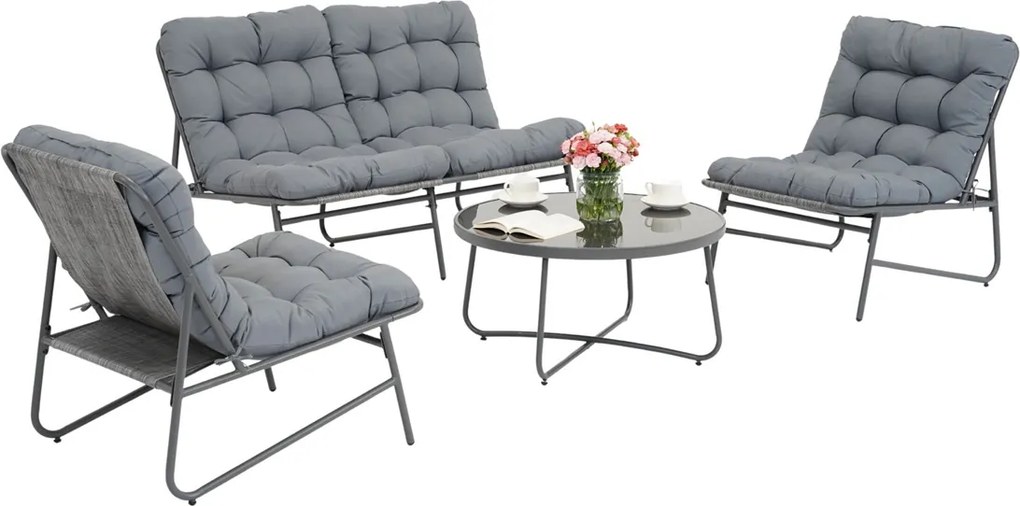 Garden Point Amora Coffee 4 antraciet tuinmeubelset