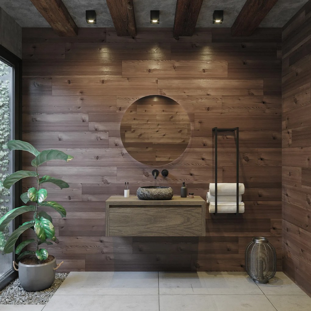 Gliss Design Ares badmeubel 100cm castle brown met rivierstenen waskom