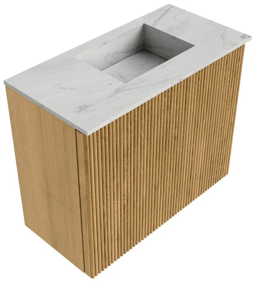 Mondiaz Joya DLux 50cm toiletmeubel oak met wastafel faye rechts zonder kraangat opalo