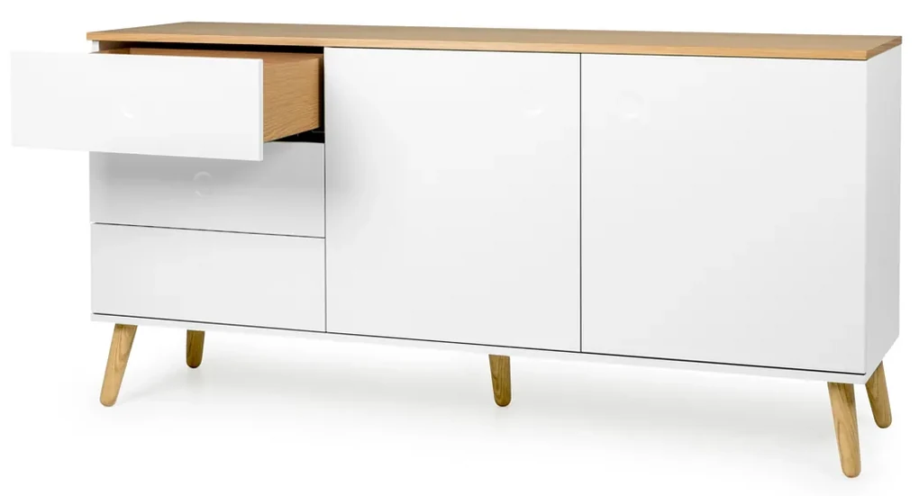 Tenzo Dot Scandinavisch Dressoir Wit Met Eiken - 162x43x79cm.