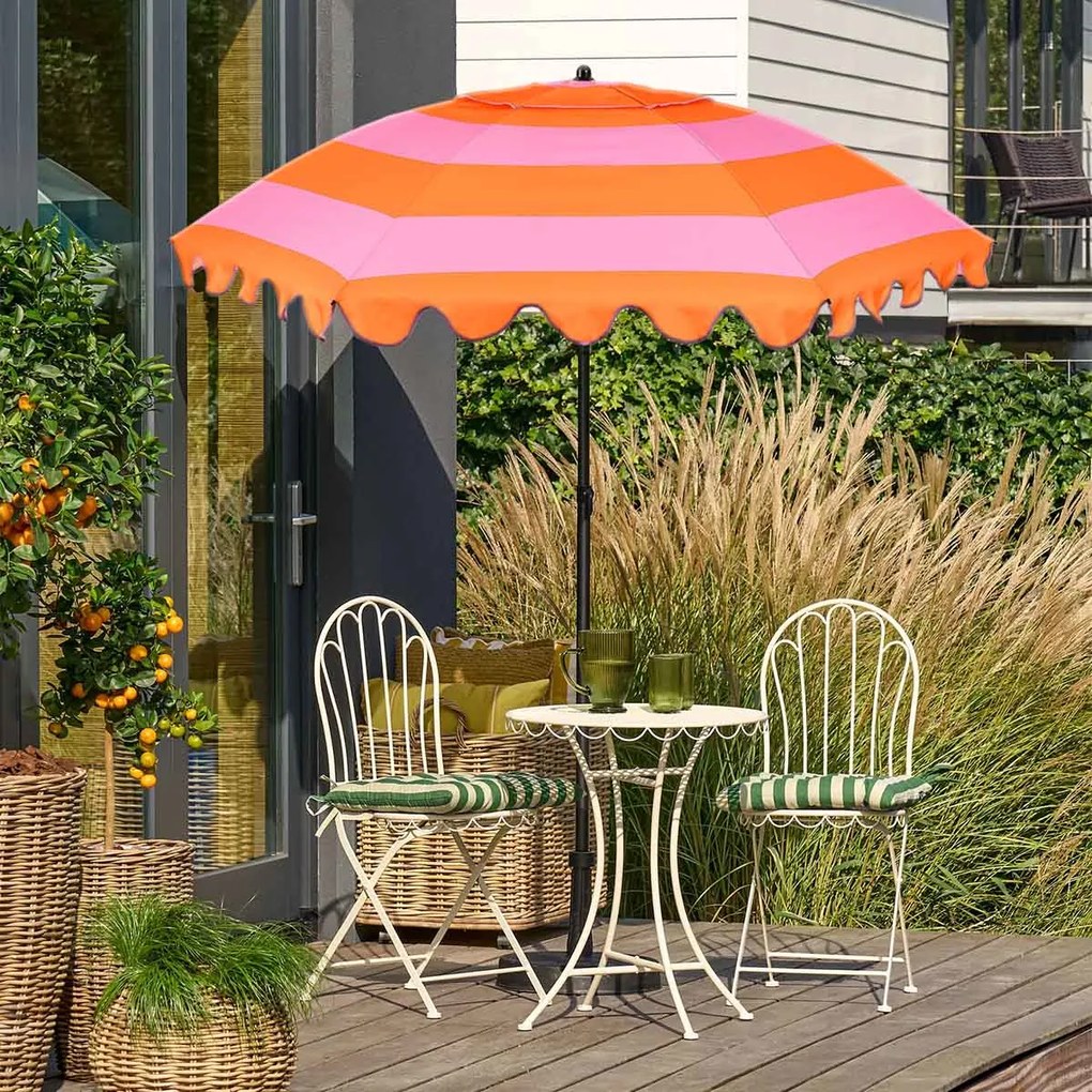 Edelman Jessy stokparasol streep oranje - Ø197 x 238 cm