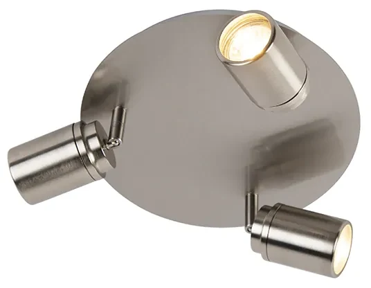 Moderne badkamer Spot / Opbouwspot / Plafondspot staal 3-lichts IP44 - Ducha Modern GU10 IP44 rond Lamp