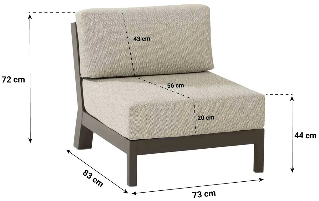 4 Seasons Outdoor Meteoro Midden Module Aluminium Grijs