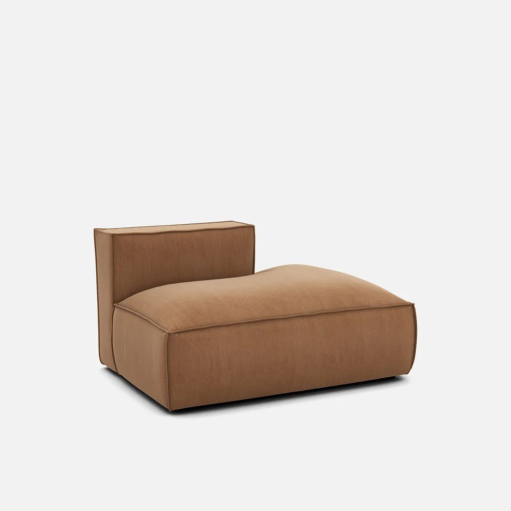 Loungebank element rechts voor modulaire bank, in ribfluweel, SEVEN