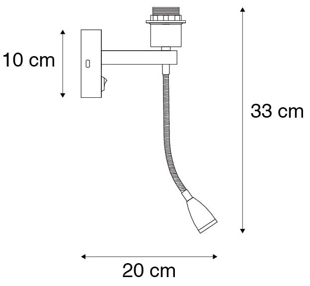 Wandlamp brons incl. LED met leesarm - Brescia Combi Klassiek / Antiek, Modern E27 vierkant Binnenverlichting Lamp