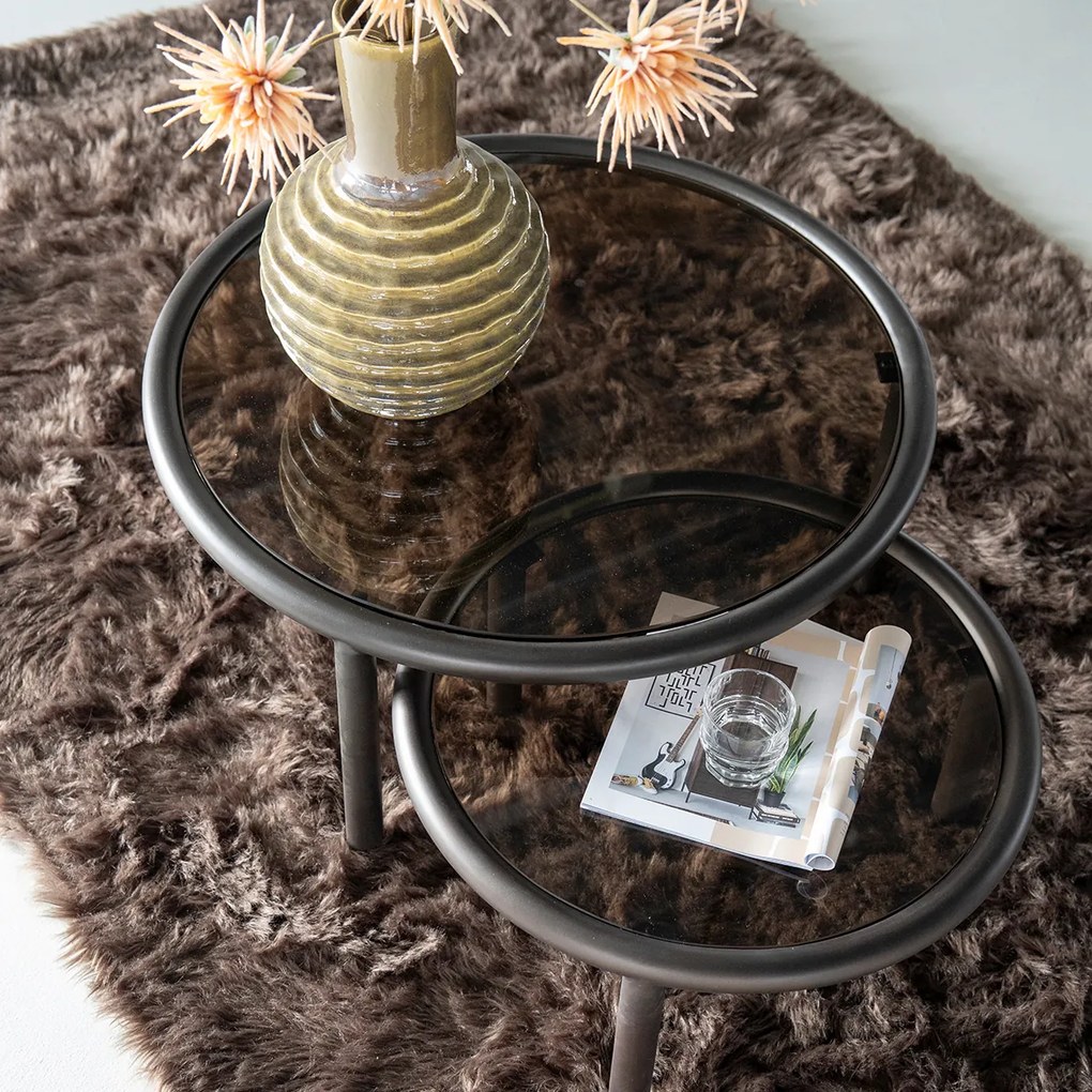 Set Van 2 Ronde Salontafels - 60 X 60cm.