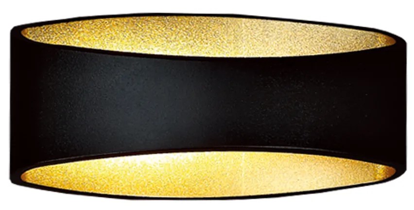 BWS Muurverlichting VG LED Rana Incl. Driver 17.5x8x9cm Aluminium En Glas Zwart En Goud