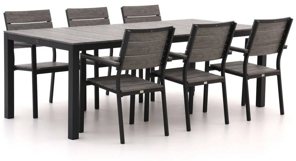 Diningset Bellagio  | 6 personen aluminium/polywood | Tuinset stapelbaar | 7-delig | Kees Smit Tuinmeubelen