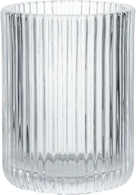 Tandenborstelbeker, geribbeld glas, Ø7 x 9,5 cm