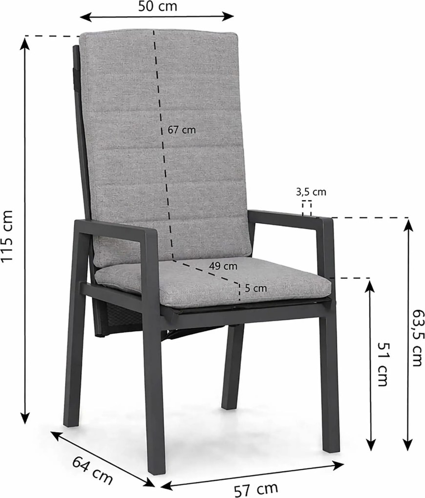 Tuinset 2 personen 909 cm Aluminium Grijs Lifestyle Garden Furniture Vivaro/Creta
