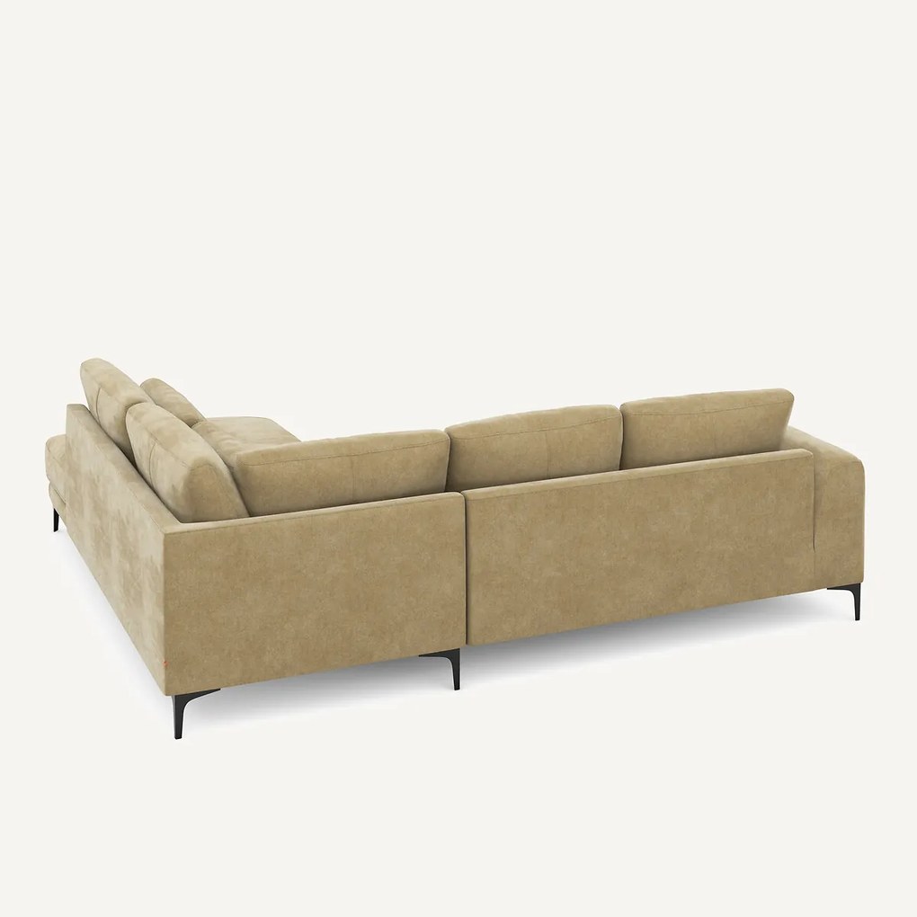 Rechtse hoekbank met leuning in stonewashed fluweel Marsile