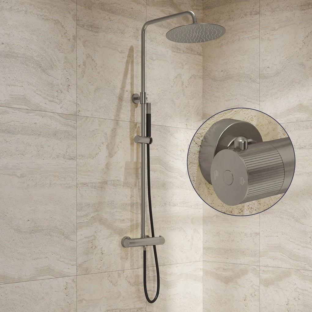 Saniclear Exclusive Stripes Pro opbouw regendouche RVS met 30cm hoofddouche