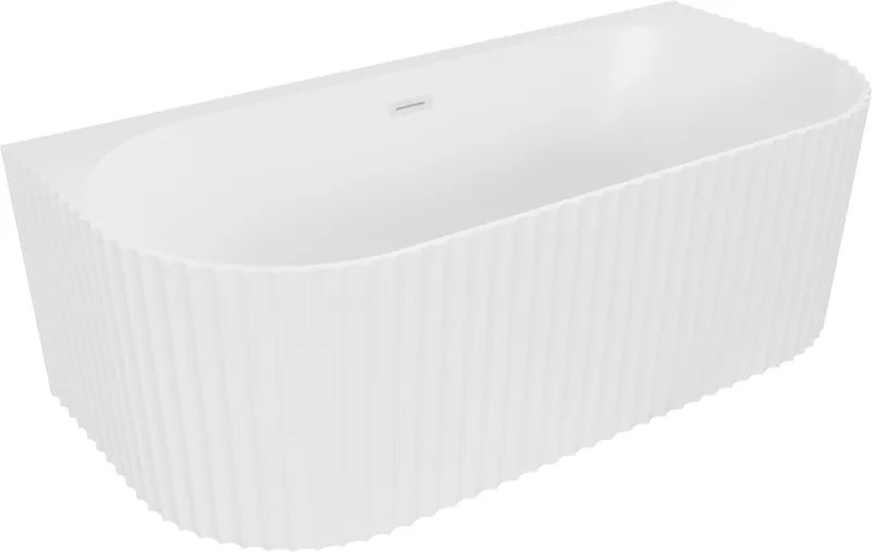 Mexen Sella vrijstaande gegroefde inbouwwand bad 150 x 75 cm, wit mat, witte overloop - 52711507501-20
