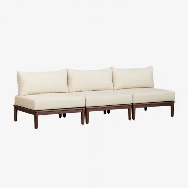 3-delige Modulaire Tuinbank In Acacia Giulia Beige – Crème - Sklum