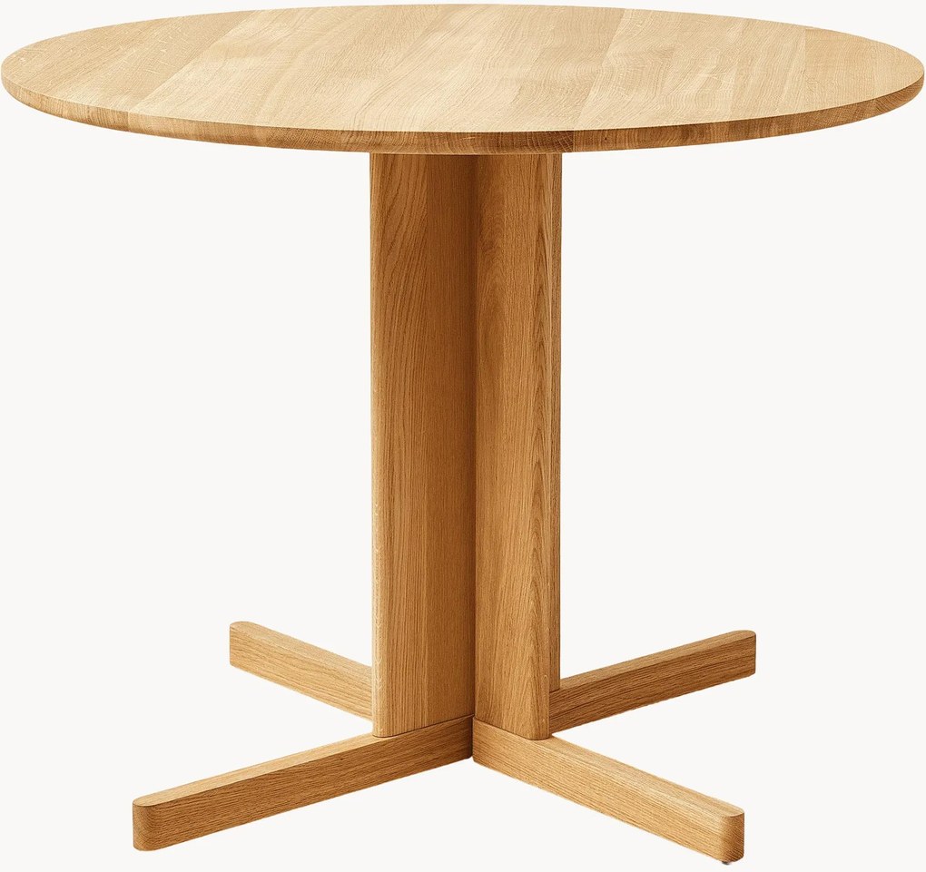 Ronde eikenhouten eettafel Trefoil