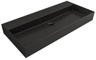 Plieger Kansas wastafel zonder kraangaten met overloop 100x46.6cm mat zwart