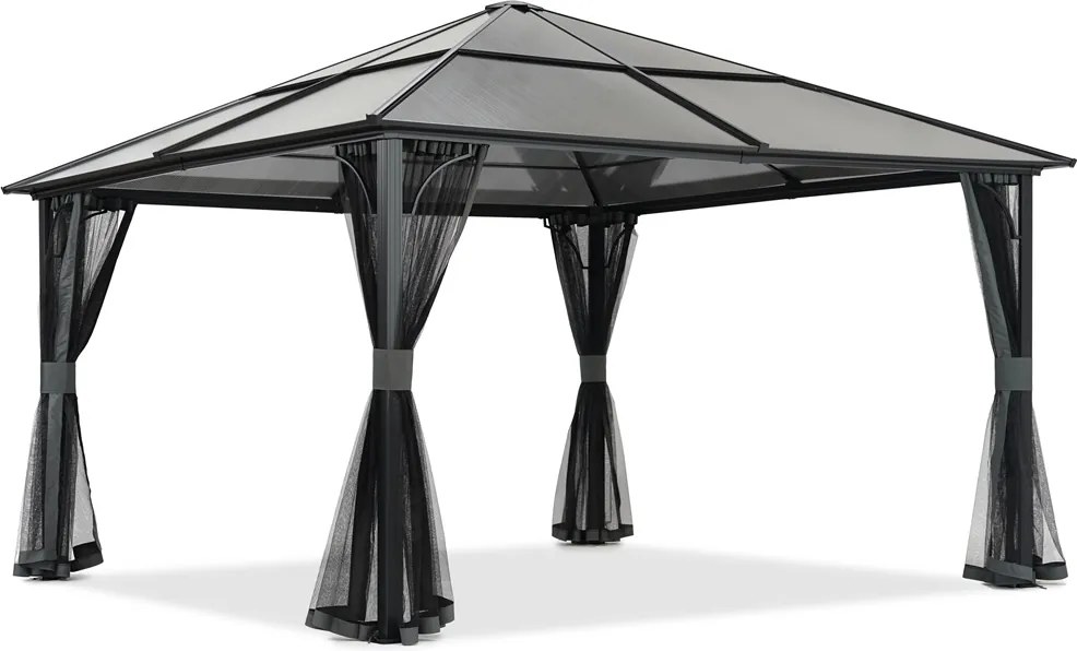 Modern tuinhuis Santiago 4x4 m met klamboe Garden Point antraciet