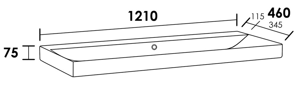 Sanituba Wave wastafel keramiek zonder kraangaten 120cm