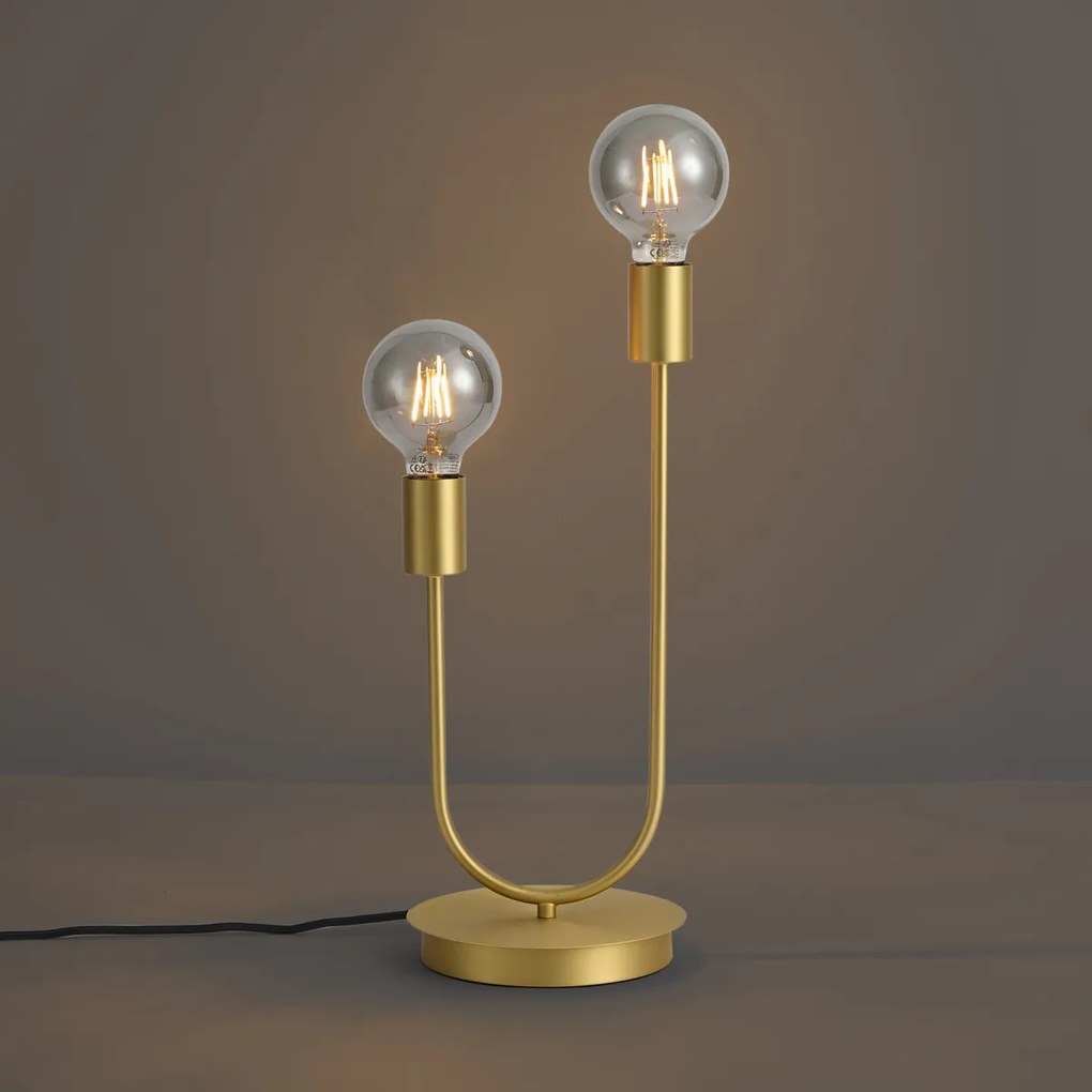 Art Deco tafellamp messing 2-lichts - Tuning