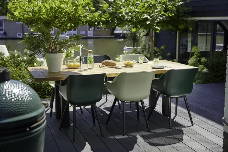 Hartman Sophie Studio dining armstoel - Night Green - Alu poot