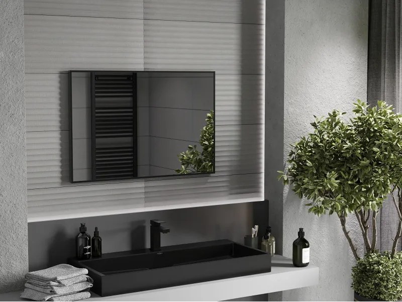 Mexen Loft rechthoekige badkamerspiegel 90 x 60 cm, zwarte lijst - 9852-090-060-000-70