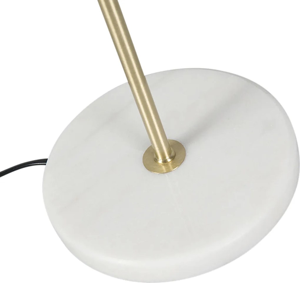 Tafellamp messing met velours kap taupe 35cm - Kaso