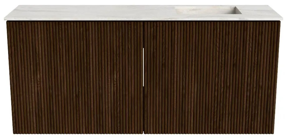Mondiaz Joya DLux 90cm toiletmeubel walnut met wastafel faye rechts 1 kraangat ostra