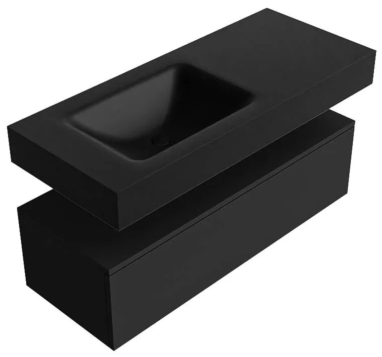 Zaro Alan badmeubel 110cm urban 1 lade met vrijhangende wastafel cloud links zonder kraangat urban